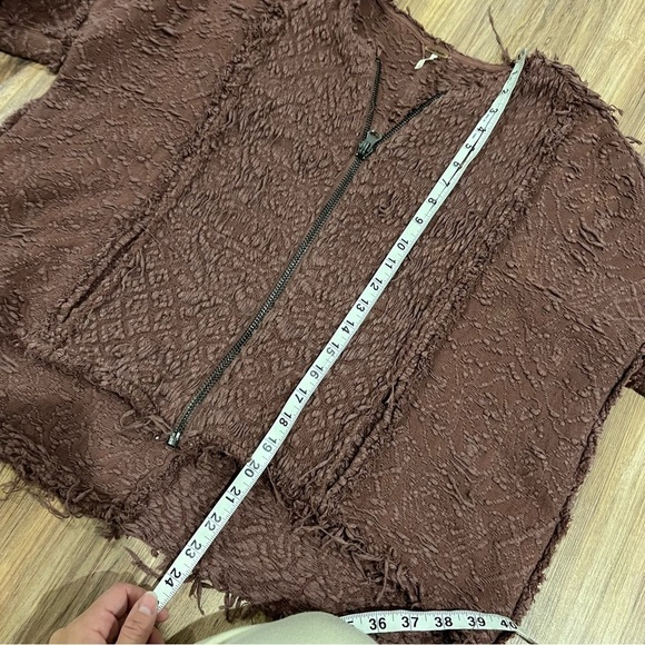 Free People Shaggy Shag Fringe Zip Jacket Blazer - Picture 4 of 7